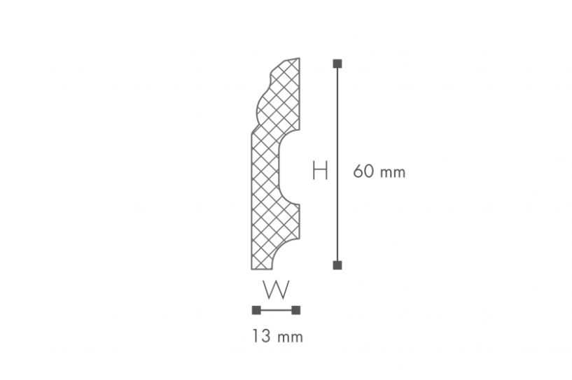 Lišta Wallstyl FB1F / finish / 13 x 60